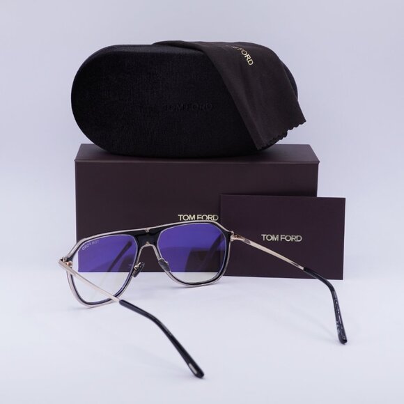 Tom Ford FT5943-B 003 Aviator Eyeglasses 56mm - Black/Gold/Blue Light Block - Picture 4 of 8